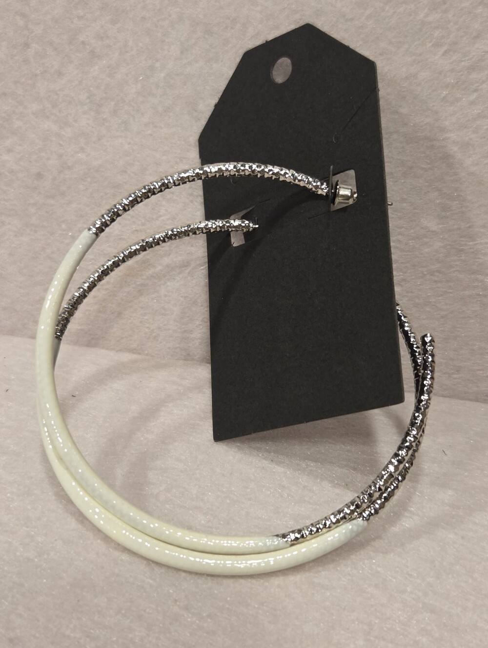 Women’s Hoop Earrings - White and Silver Fashion Hoops